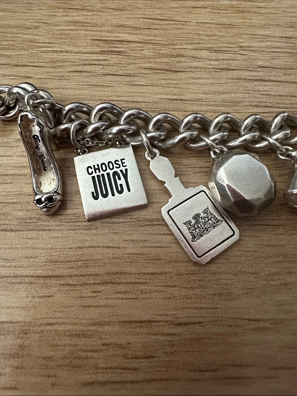 Juicy Couture Y2K 925 Sterling Silver Charms Bracelet 💯% Authentic